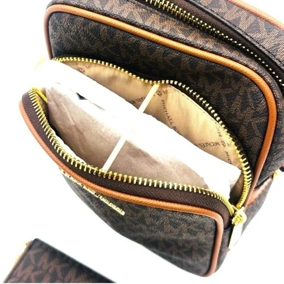 Michael Kors Medium NS Chain Xbody Bag & Jet Set Travel MD ZA Card Case Wallet